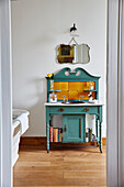 Turquoise wash stand with vintage mirror Lot et Garonne, France