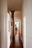 Parquet floor in hallway Hackney home of Architect and Designer Chantal Martinelli London, UK