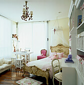 Contemporary child's bedroom with vintage style bed