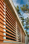 The Lapacho wood cladding chosen for the exterior of the kitchen and the entrance of the home gives unique warmth to the house