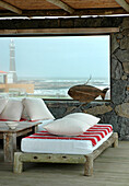 Seating area in beach house with view of Jose Ignacio lighthouse