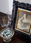 Picture frame and glassware in 18th Century Georgian terrace Hampstead, London
