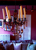 Jewelled candelabra in 16th Century Welsh farmhouse living room