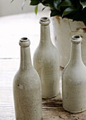 Three ceramic bottles in Guildford home Surrey England UK