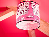 Lampshade in beamed bathroom of Oxfordshire country house England UK