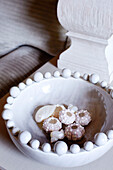 Seashells in ceramic bowl in Buckinghamshire home UK