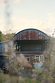 Corrugated metal barn in rural Radnorshire-Herefordshire border