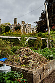 Compost heap at Old Lands kitchen garden Monmouthshire, UK