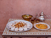 Still life of Moroccan biscuits and sweets