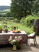 Table setting in a summer garden