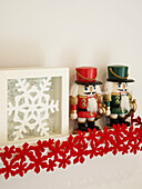 Christmas figurines and snowflakes in Polish family home