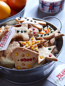 Christmas biscuits in metal tin, family home, France