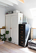 Vintage storage with upcycled filing cabinet in Colchester home, Essex, UK