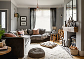Scandi style living room with rustic twist in Cardiff Wales UK