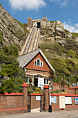 Hillside furnicular in Hastings Old Town England UK