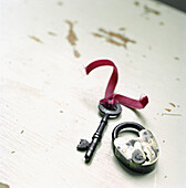 Vintage style house key and padlock