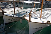 Sailing boats moored in Majorcan harbour, Spain