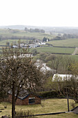Elevated view of Welsh hill valley