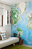 Wall map in guest room of Sydney apartment Australia