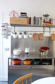 Stainless steel kitchen storage unit in Scottish home UK