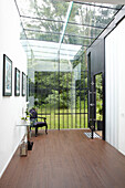 Spacious glass roofed entrance hall to Isle of Wight home UK