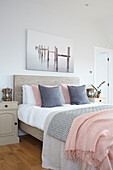 PInk and grey bedroom in Isle of Wight new build UK