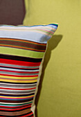 Brightly coloured striped cushion detail