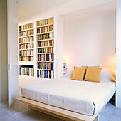 Bedroom and bookcase