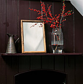 Shelf display with fireplace