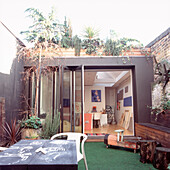 Contemporary artist studio workroom in a garden