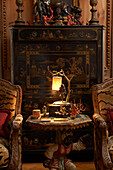Ornate furniture in oriental style interior