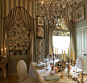 Luxurious dining room prepared for meal
