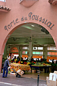 Entrance of food market