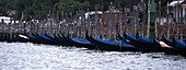 Italy Venice Gondolas in row