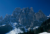 Snowy landscape in the Dolomite mountains