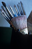 Still life of artist paint brushes