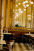 Gilded mirror in an elegant cafe bar in Pamplona