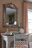 Dressing table and mirror with co-ordinating fabric in Washington DC home,  USA