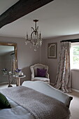 Woollen blanket on double bed in Kingston home,  East Sussex,  England,  UK