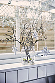 Star shaped decorations on twig arrangment in Rochester home  Kent  UK