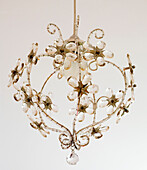 Glass jewelled ceiling lantern in New Malden home, Surrey, England, UK