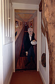 Wall painting of butler carrying tray and bowl