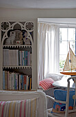 Ornate bookshelf in living room