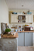 Pastel coloured rustic kitchen