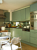 Kitchen dinning room with green units