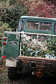 Land rover with trunk full of branches