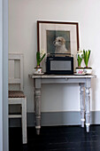 Painted console table in hallway