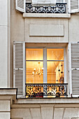 Lit exterior of Paris Apartment, France