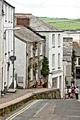Terraced cottages in coastal village of Padstow, Cornwall, England, UK