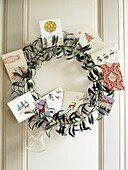 Christmas card mistletoe wreath